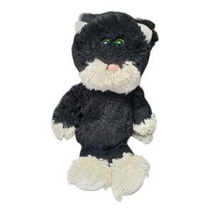 TY Bessie Black & White Cat w. Beautiful Bright Green Eyed Plush Stuffed Animal